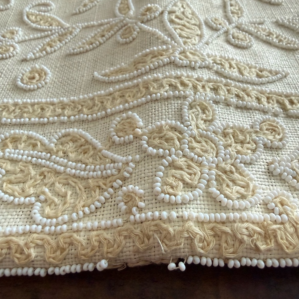 Vintage Cream Embroidered Intricate Shoulder Bag Made in France The Carib Shop - Picture 5 of 6